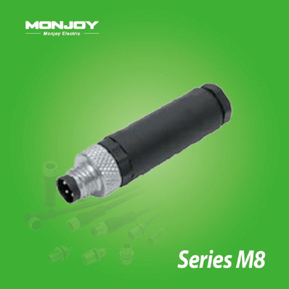 M8*1.0，直式，針，螺釘連接， 電纜連接器