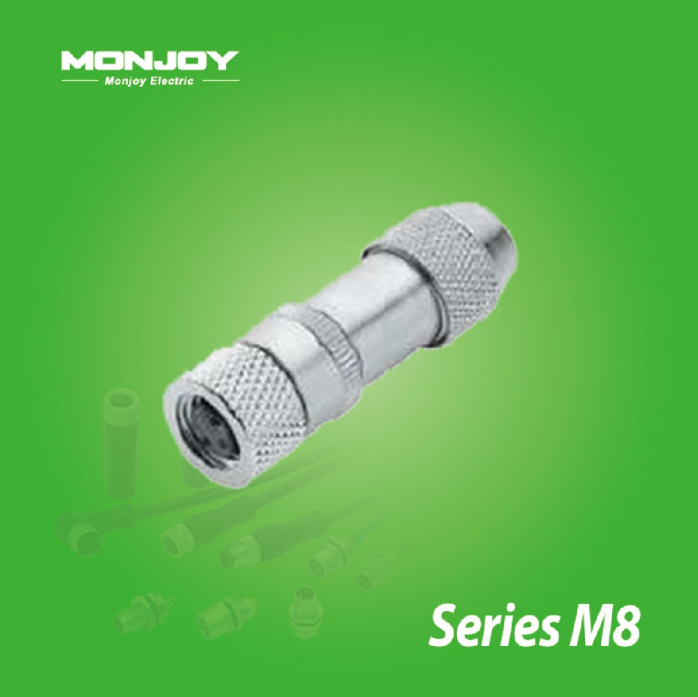 M8*1.0，直式，孔，螺釘連接， 屏蔽，電纜連接器