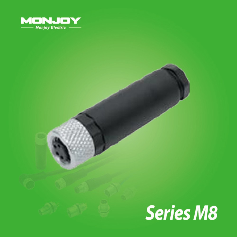 M8*1.0，直式，孔，螺釘連接， 電纜連接器