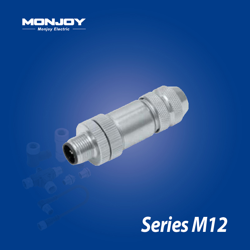 M12*1.0，D標準，直式，針， 螺釘接線，屏蔽，電纜連接器