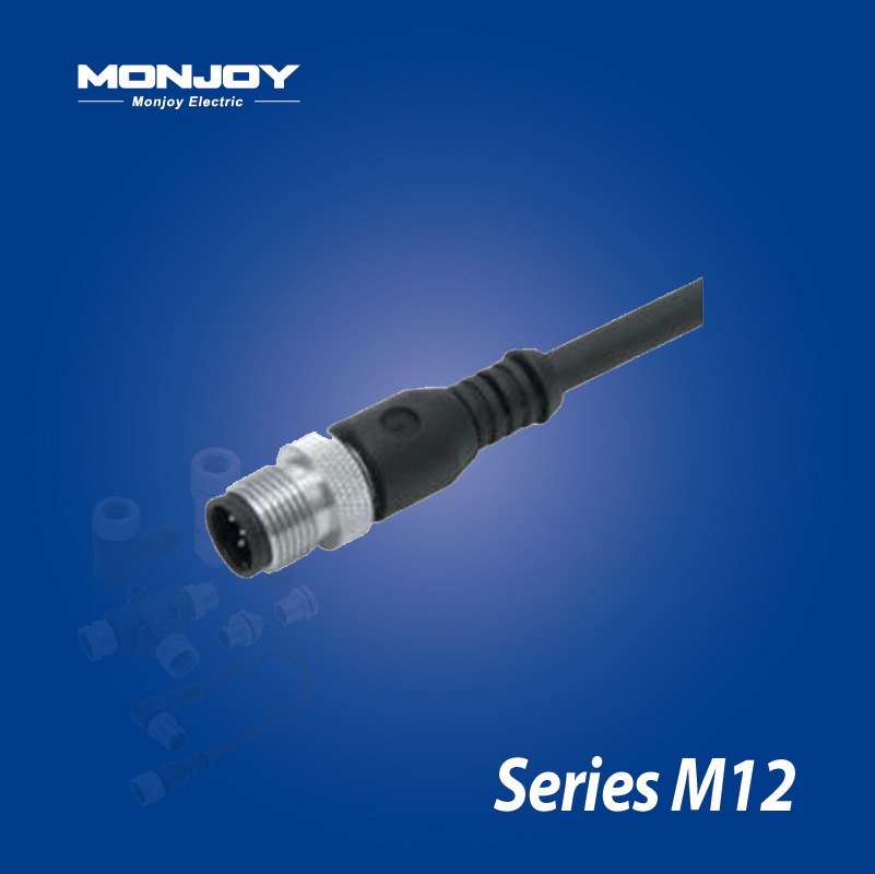 M12*1.0，A標(biāo)準(zhǔn)，直式，針， 屏蔽，澆鑄電纜連接器